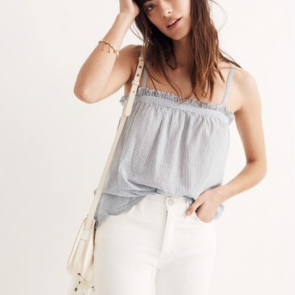 Madewell Tops - ⬇️ [Madewell] Striped Ruffle Trim Tank Size S